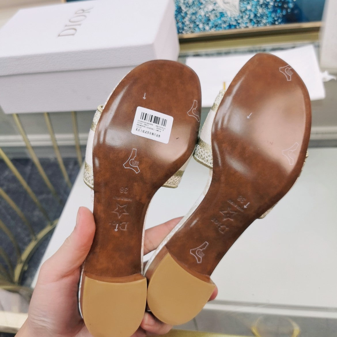 DIOR CD Mule Dway Heeled Slide 45mm Style 36