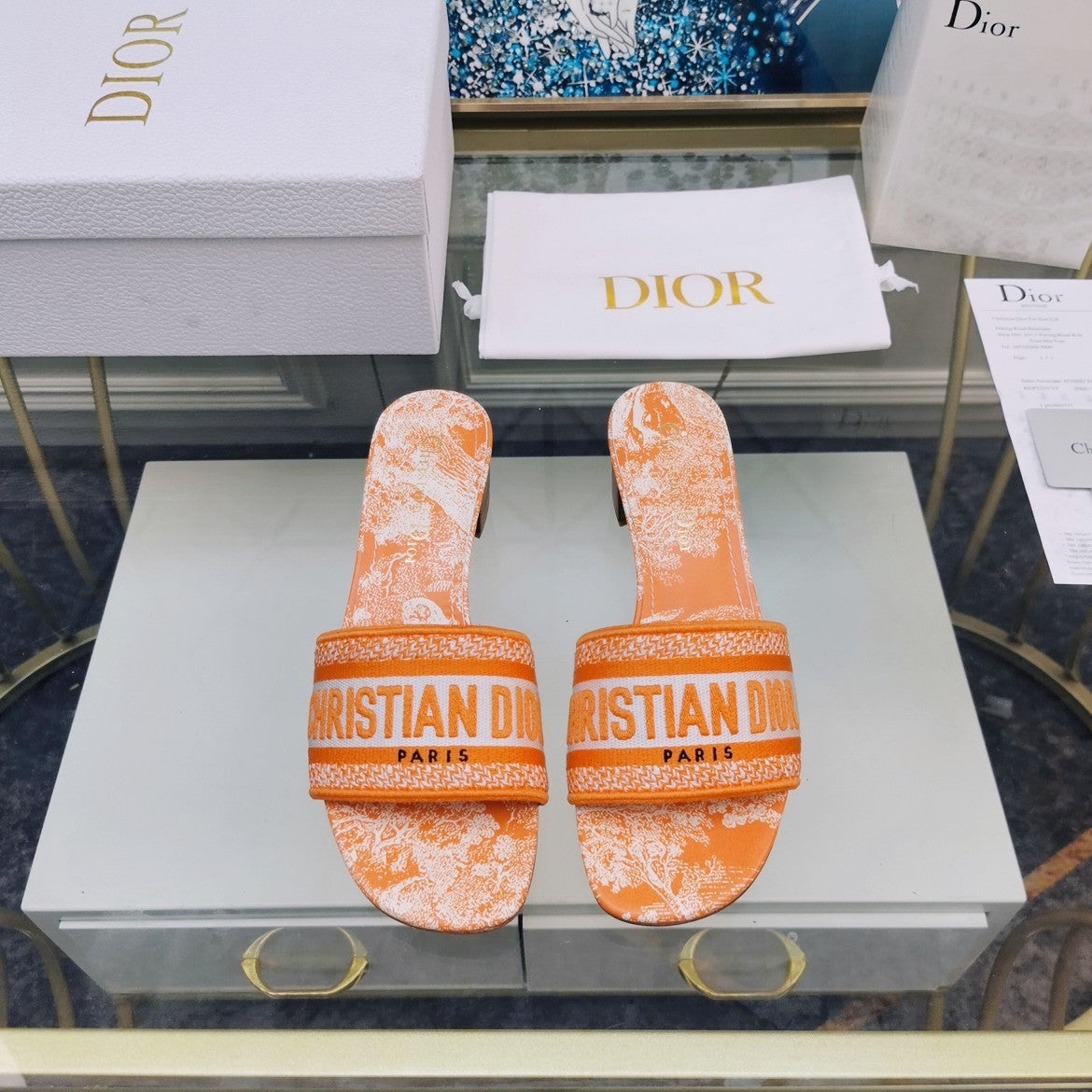DIOR CD Mule Dway Heeled Slide 45mm Style 35