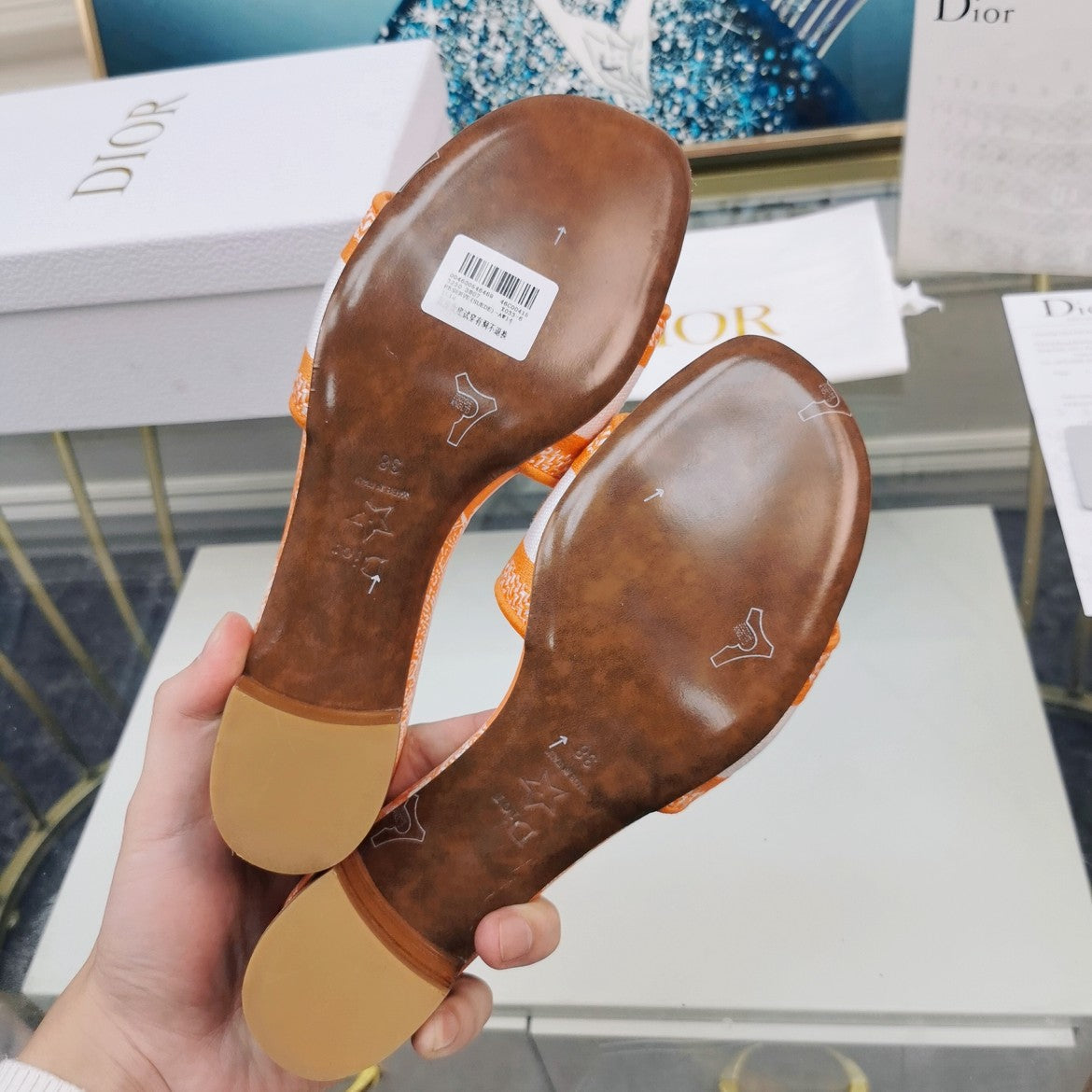DIOR CD Mule Dway Heeled Slide 45mm Style 35