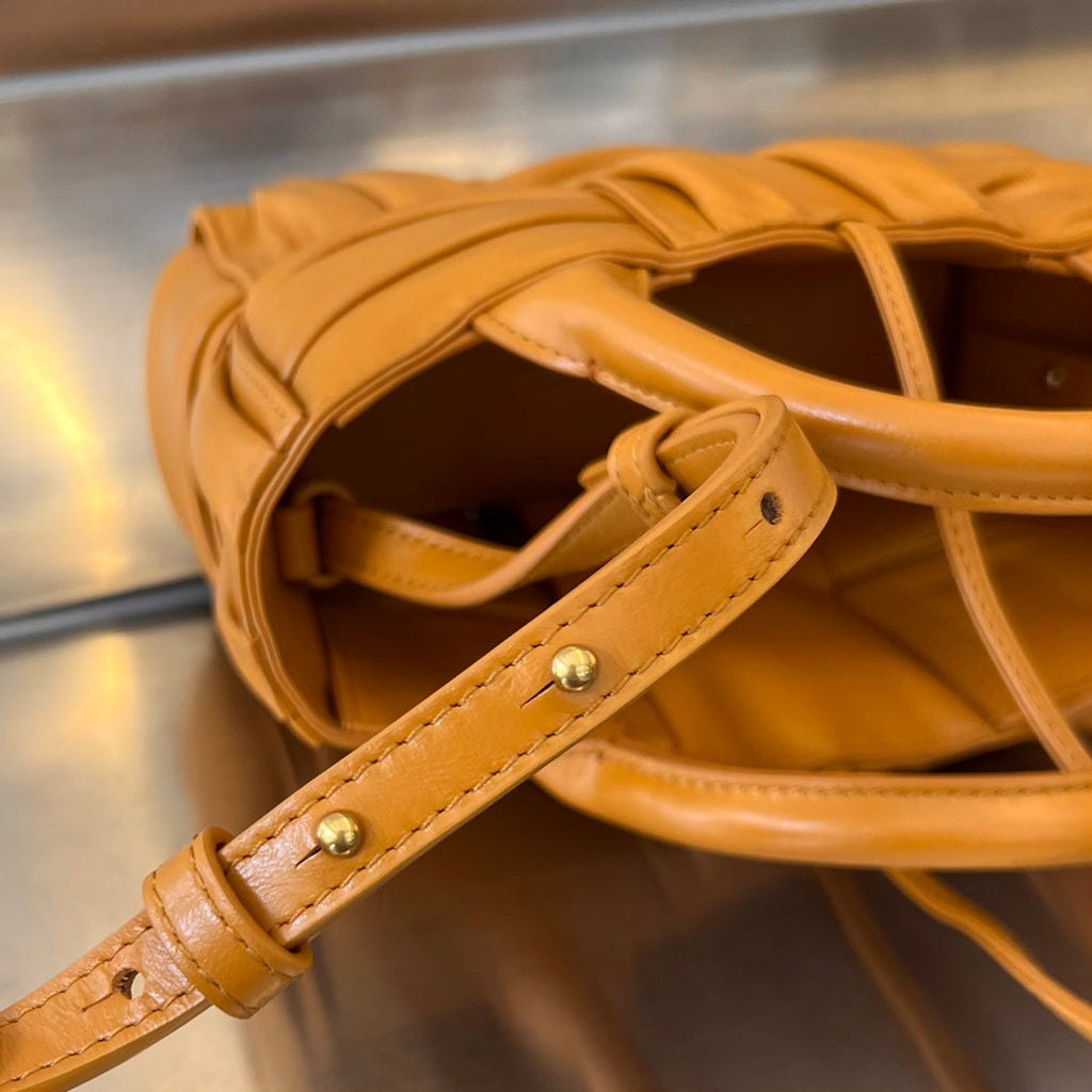 BOTTEGA VENETA CANDY ARCO TOTE 20 IN RAW SIENNA SOFT LAMBSKIN