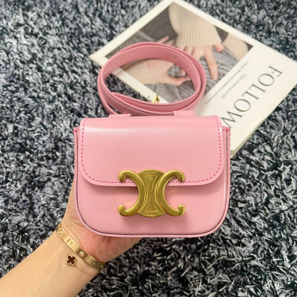 CELINE MINI TRIPHOME 11 WAIST BAG PINK PASTEL CALFSKIN