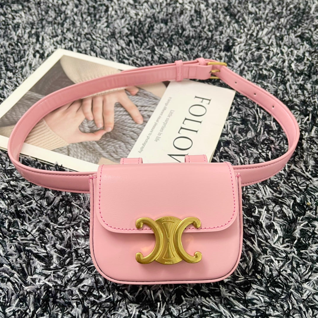 CELINE MINI TRIPHOME 11 WAIST BAG PINK PASTEL CALFSKIN