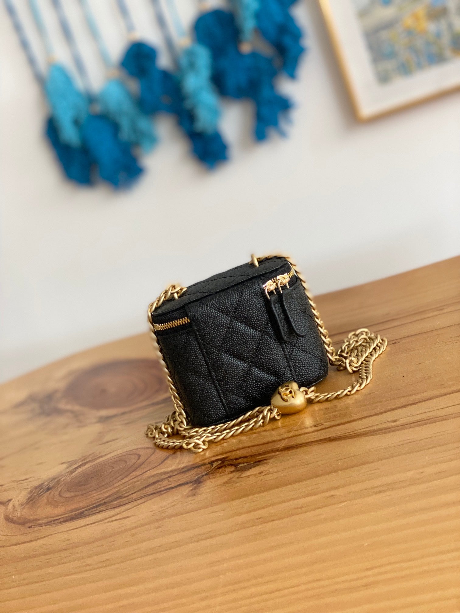 CHANEL MINI 10 VANITY IN BLACK CALFSKIN GOLD HARDWARE