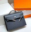 HERMES KELLY DEPECHES 38 BRIEFCASE IN BLACK TOGO CALFSKIN SILVER HARDWARE