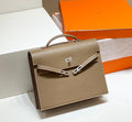 HERMES KELLY DEPECHES 34 BRIEFCASE IN ETOUPE TOGO CALFSKIN SILVER HARDWARE