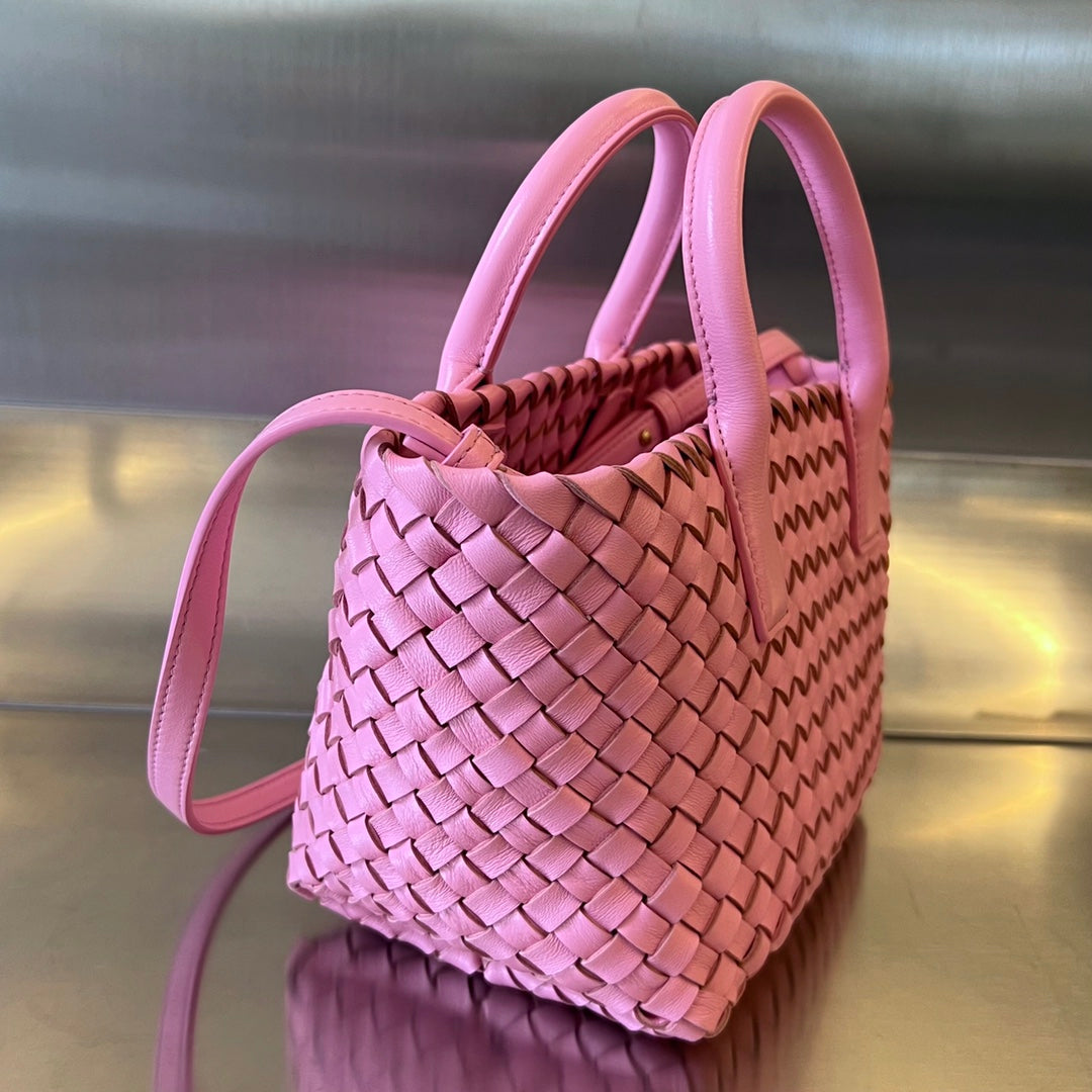 BOTTEGA VENETA MINI CABAT 20 IN ROSE PINK LAMBSKIN