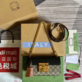 GUCCI PADLOCK 22 SMALL  BAG IN BLACK CALFSKIN AND BEIGE CANVAS