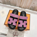HERMES CHYPRE SANDAL BLACK AND LAVENDER LAMBSKIN