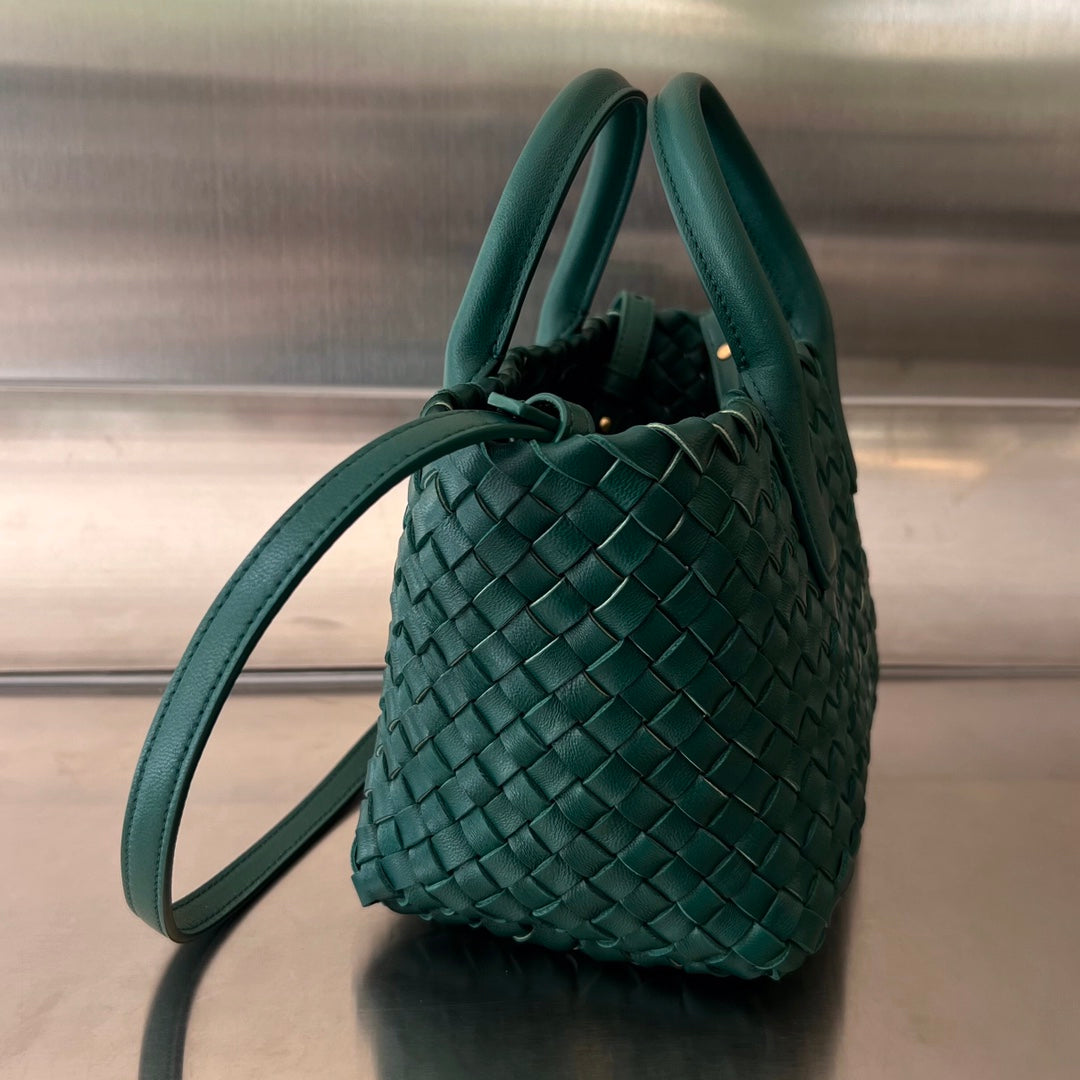 BOTTEGA VENETA MINI CABAT 20 IN KAITOKE GREEN LAMBSKIN