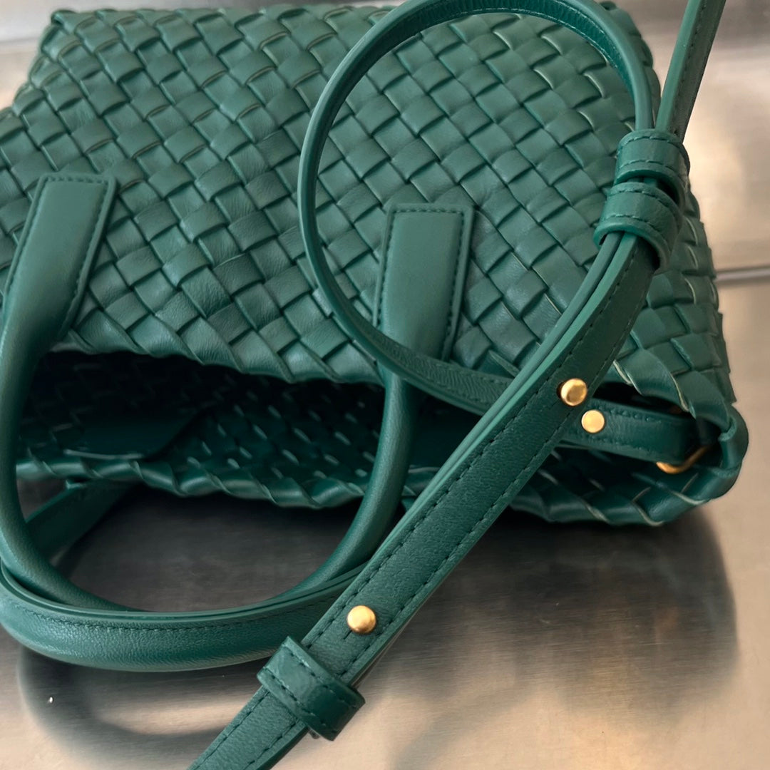 BOTTEGA VENETA MINI CABAT 20 IN KAITOKE GREEN LAMBSKIN