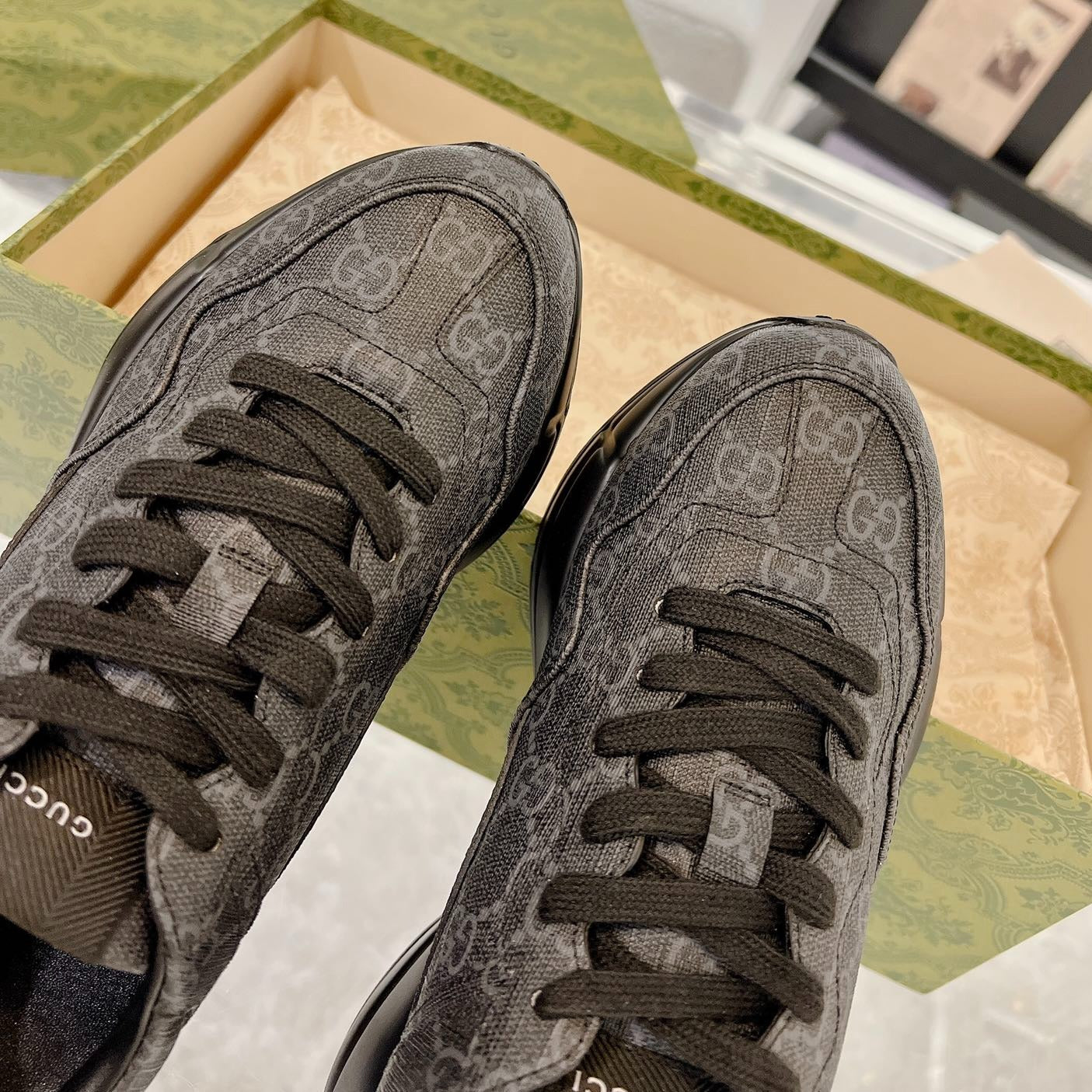 GUCCI 100 RHYTON SNEAKER Ink Black