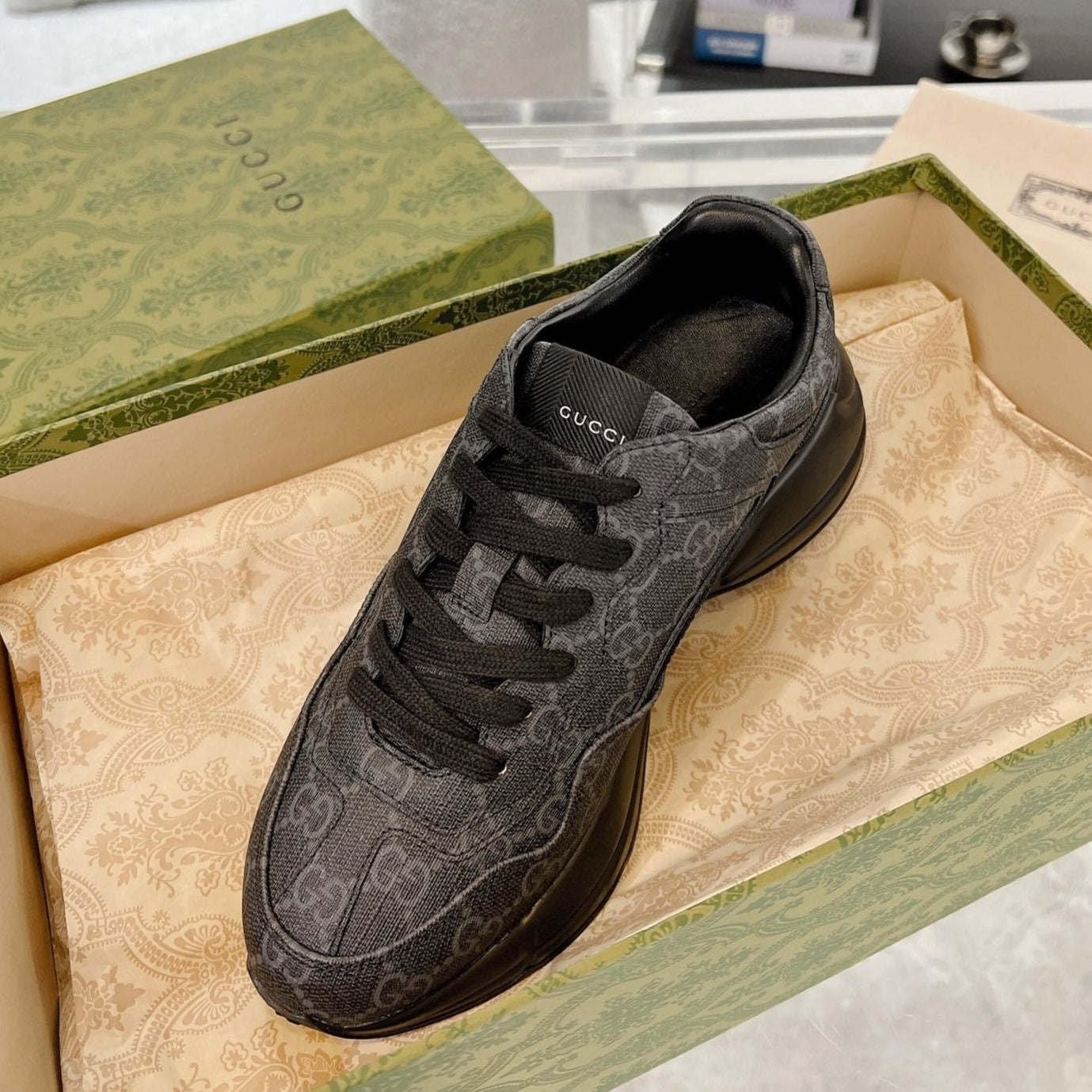 GUCCI 100 RHYTON SNEAKER Ink Black