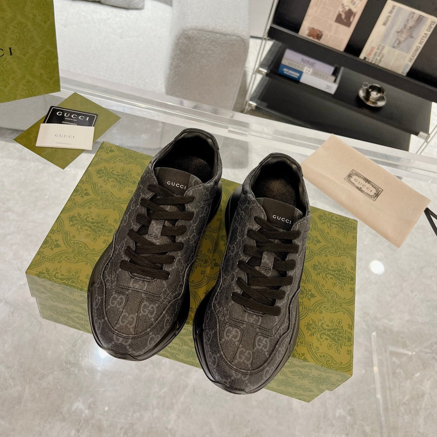 GUCCI 100 RHYTON SNEAKER Ink Black