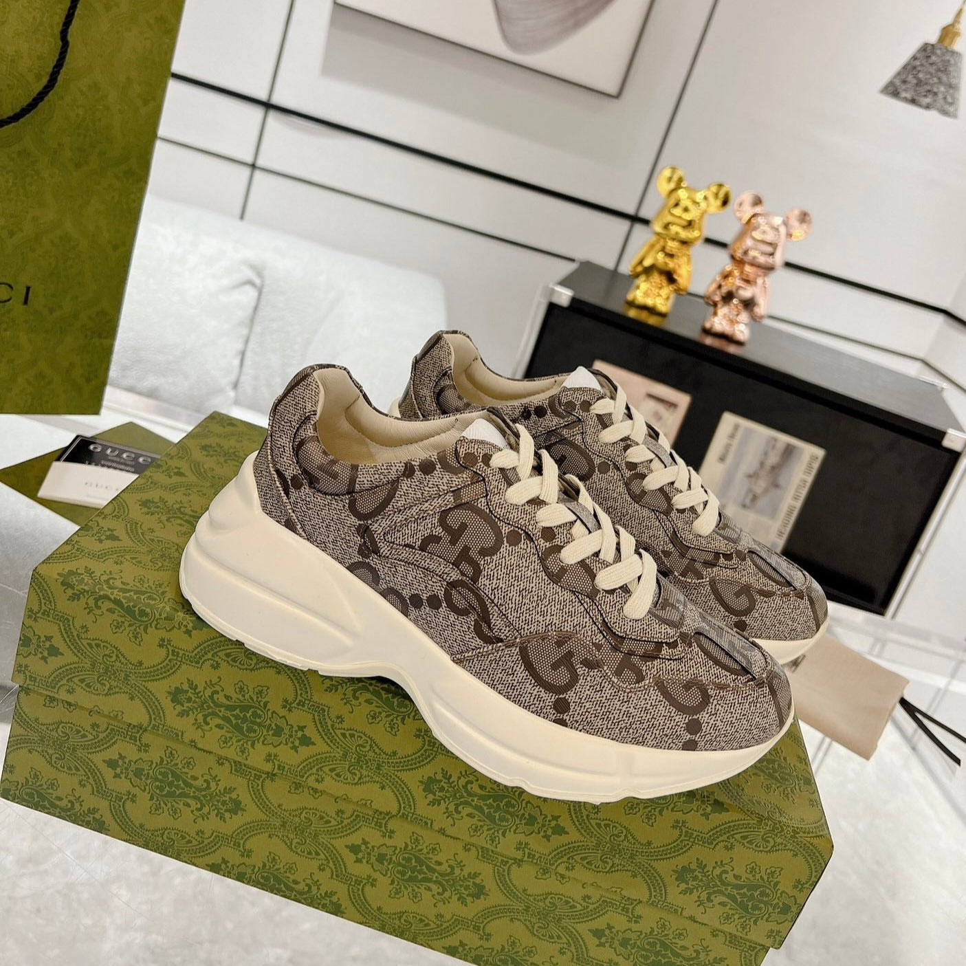 GUCCI 100 RHYTON SNEAKER Brown