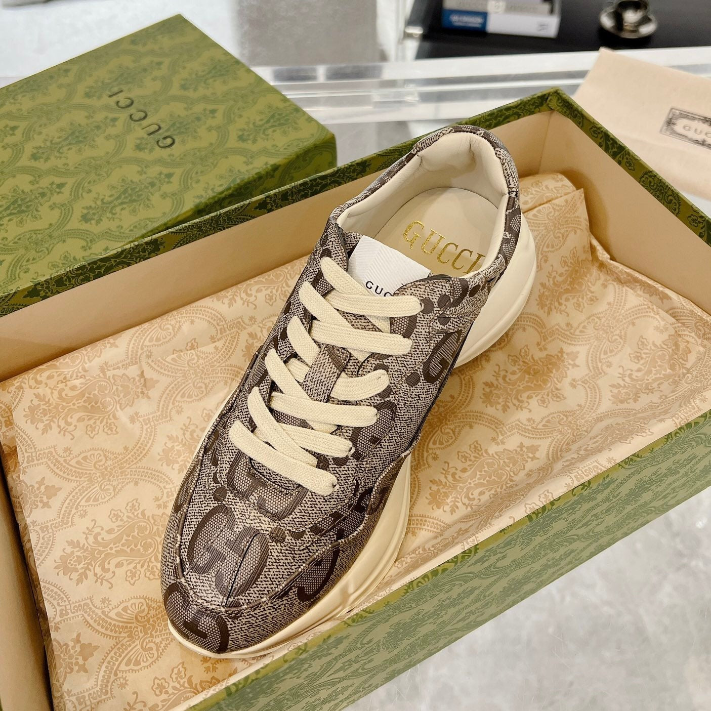GUCCI 100 RHYTON SNEAKER Brown