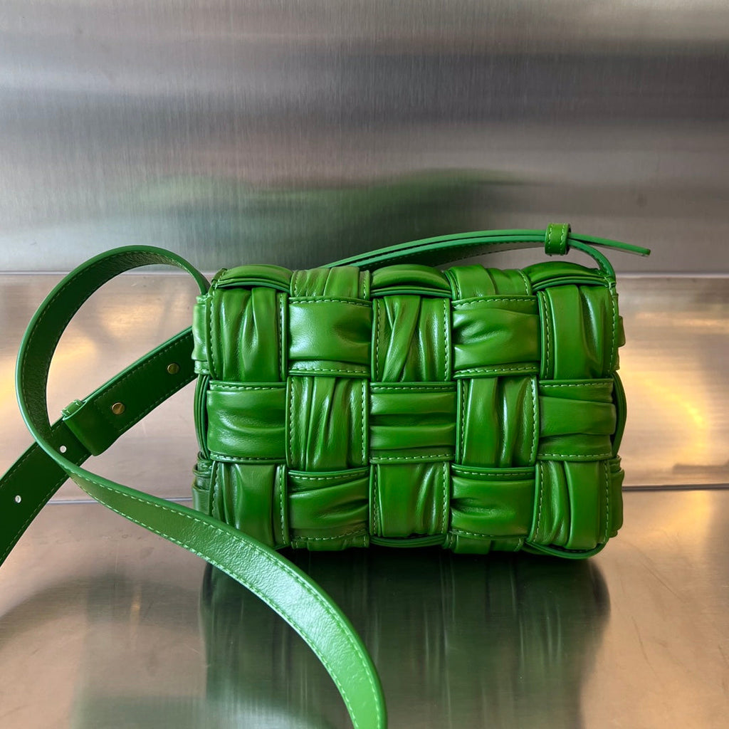 BOTTEGA VENETA MINI CASSETTE 19 IN SHAMROCK GREEN SOFT LAMBSKIN