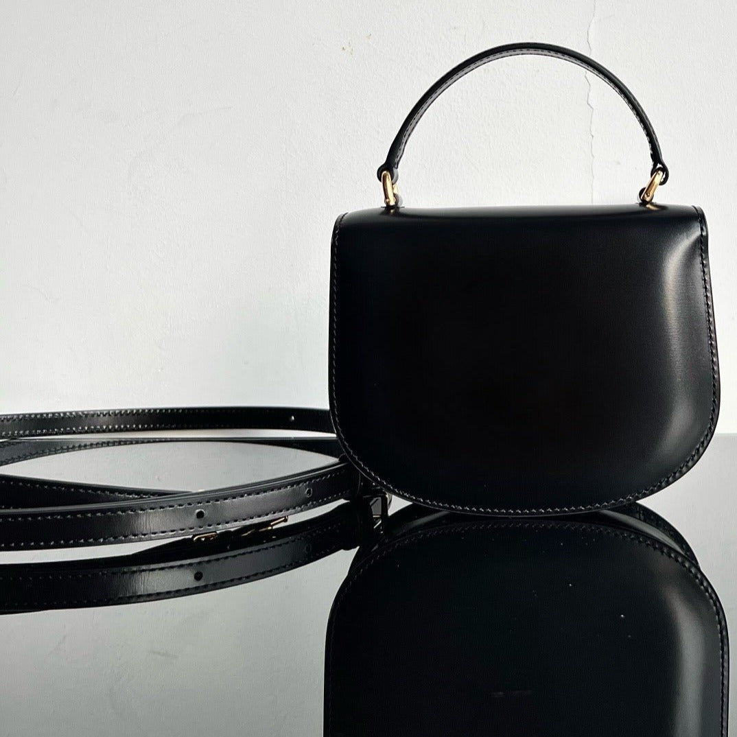 CELINE TRIOMPHE SHINY CALFSKIN HANDBAG 18 BLACK