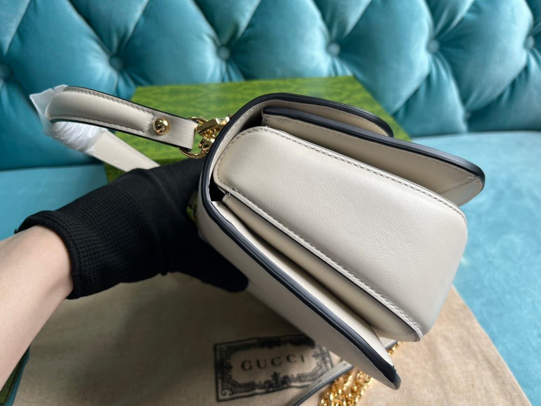 GUCCI BLONDIE 23 TOP-HANDLE BAG WHITE CALFSKIN