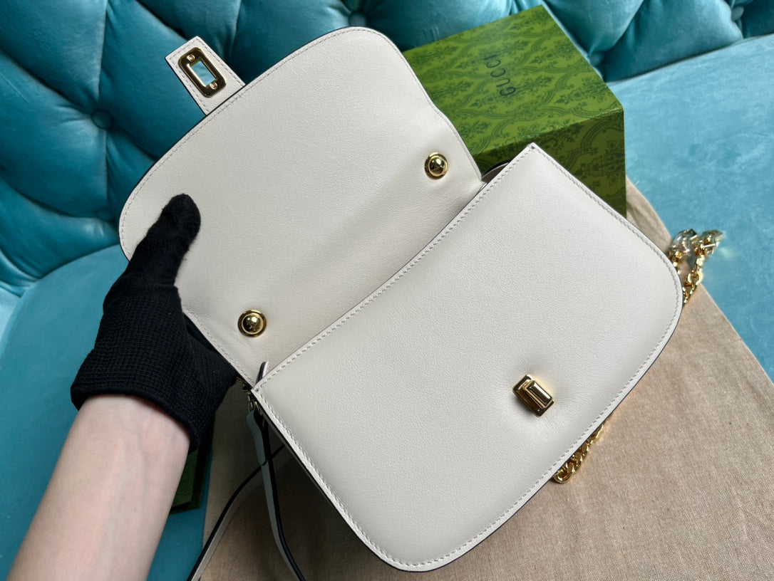GUCCI BLONDIE 23 TOP-HANDLE BAG WHITE CALFSKIN