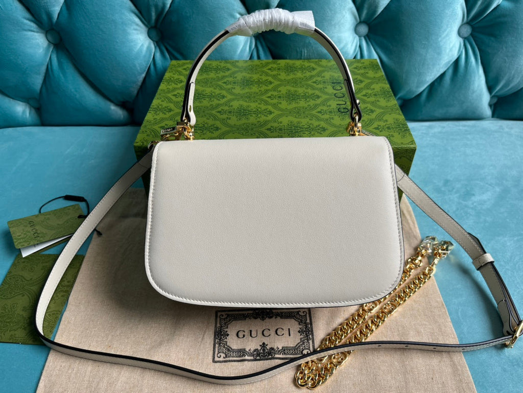 GUCCI BLONDIE 23 TOP-HANDLE BAG WHITE CALFSKIN
