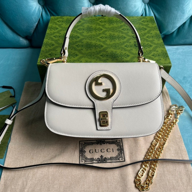 GUCCI BLONDIE 23 TOP-HANDLE BAG WHITE CALFSKIN