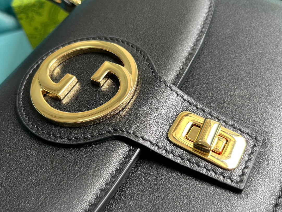 GUCCI BLONDIE 23 TOP-HANDLE BAG BLACK CALFSKIN