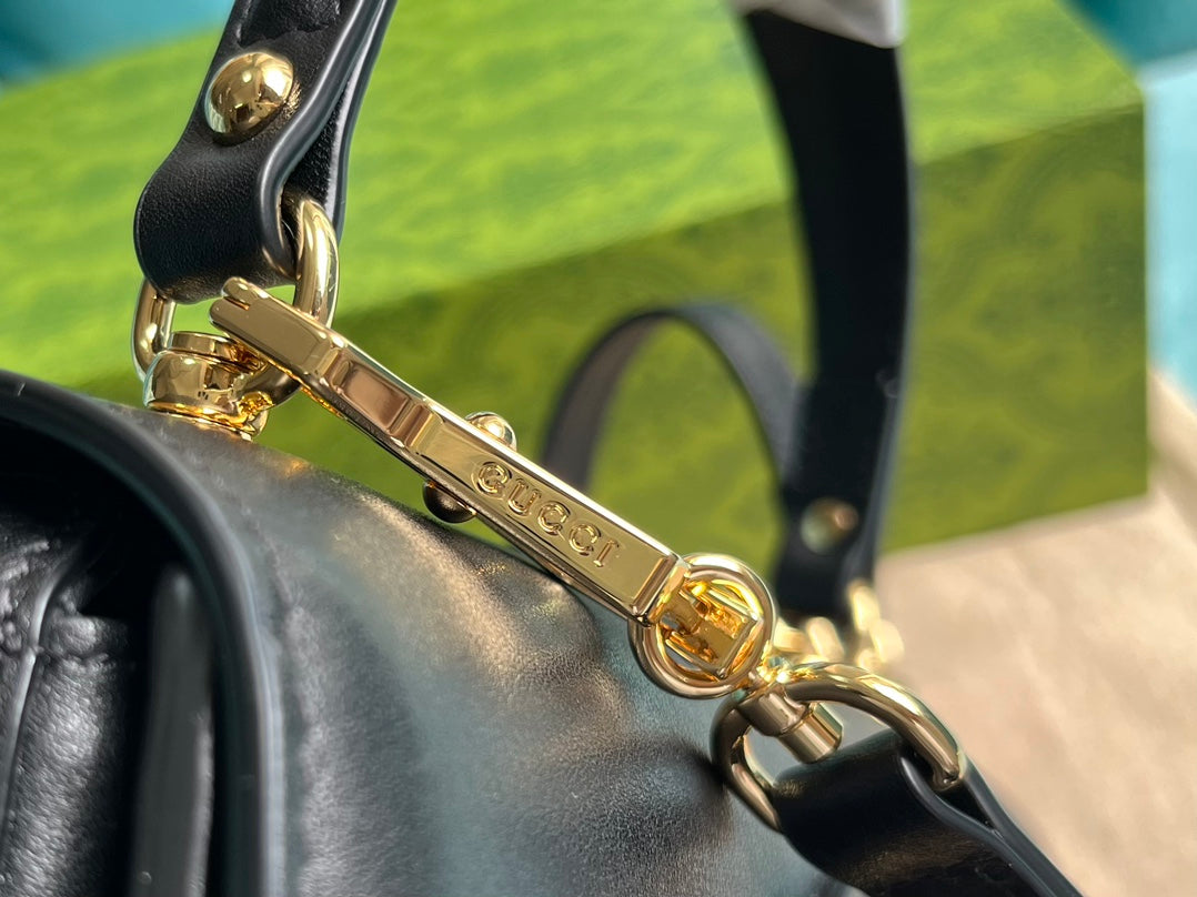 GUCCI BLONDIE 23 TOP-HANDLE BAG BLACK CALFSKIN