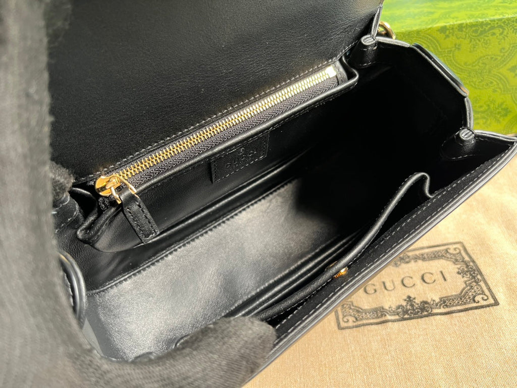 GUCCI BLONDIE 23 TOP-HANDLE BAG BLACK CALFSKIN