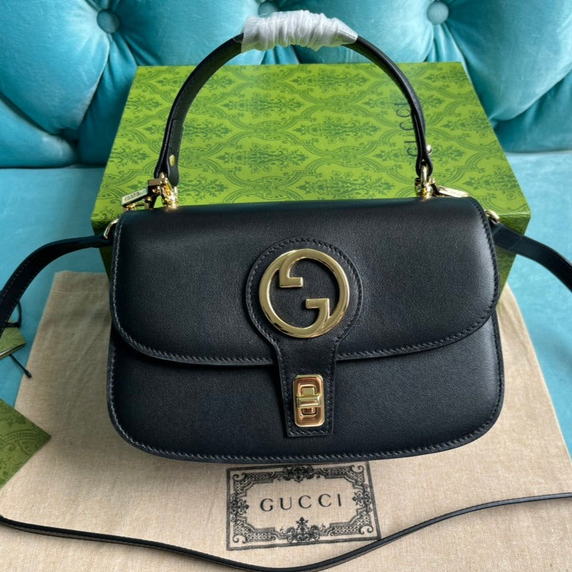 GUCCI BLONDIE 23 TOP-HANDLE BAG BLACK CALFSKIN