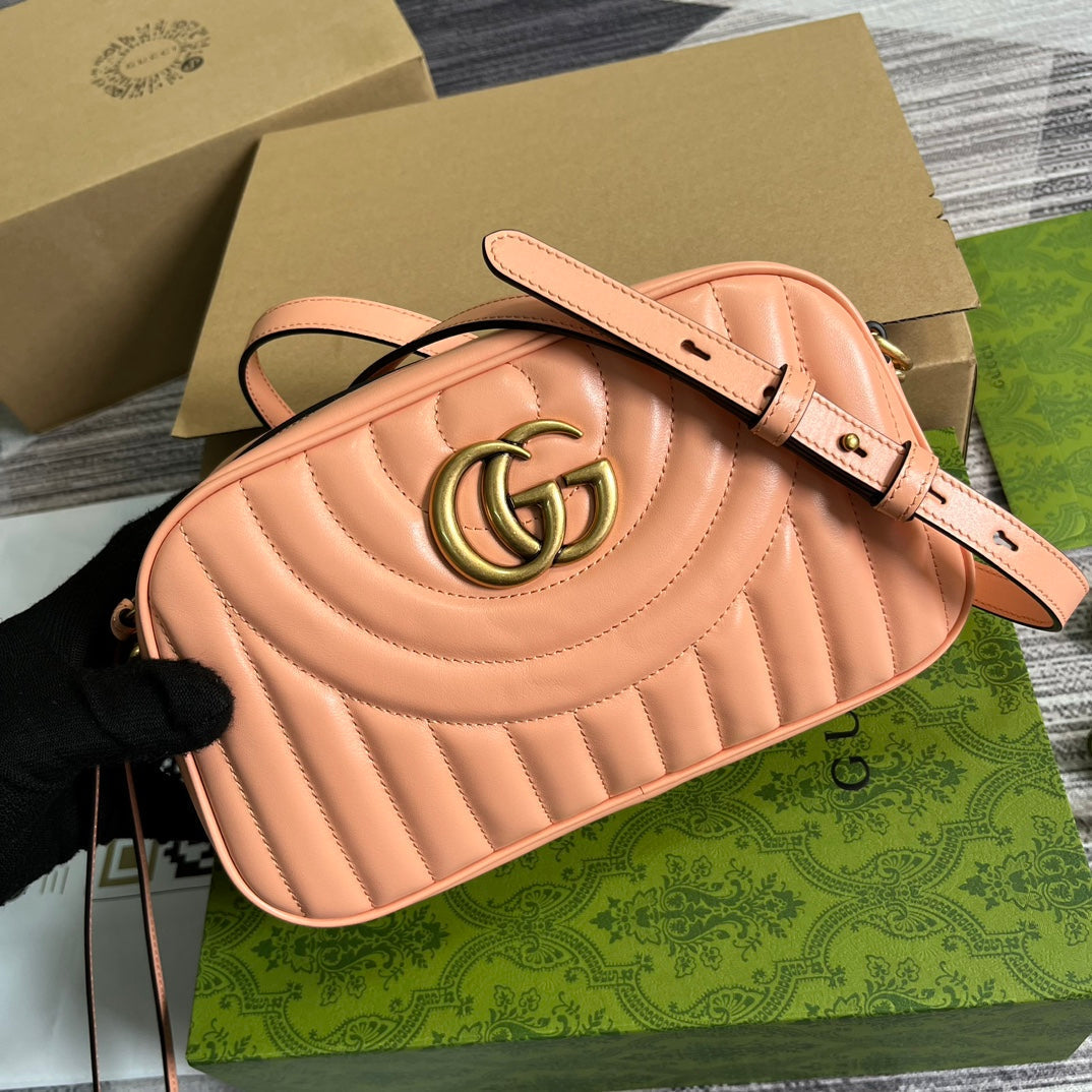 GUCCI MARMONT SMALL 24 MATELASSÉ IN PEACH PINK CALFSKIN