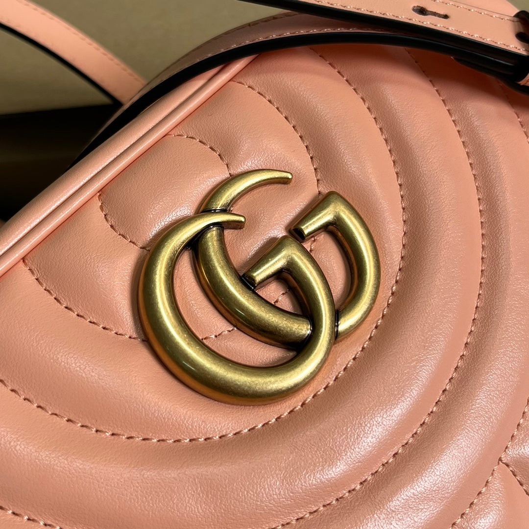 GUCCI MARMONT SMALL 24 MATELASSÉ IN PEACH PINK CALFSKIN