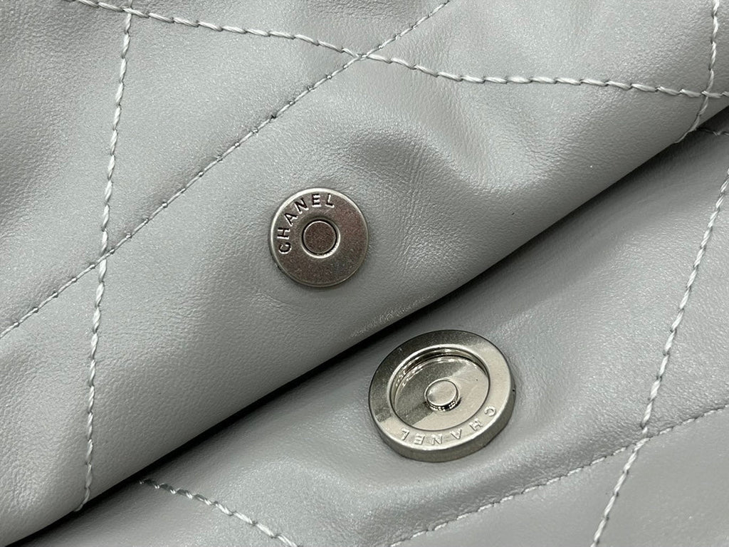 CHANEL MEDIUM 37 HANDBAG IN GREY CALFSKIN SILVER HARDWARE