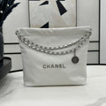 CHANEL MEDIUM 37 HANDBAG IN WHITE CALFSKIN SILVER HARDWARE