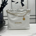 CHANEL LARGE 42 HANDBAG IN WHITE CALFSKIN GOLD HARDWARE