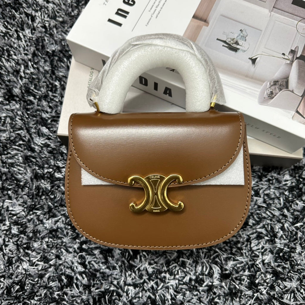 CELINE BESACE TRIPHOME 17 CALFSKIN CARAMEL BROWN