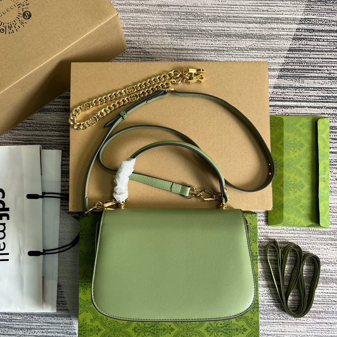 GUCCI BLONDIE 23 TOP-HANDLE BAG LIGHT GREEN CALFSKIN