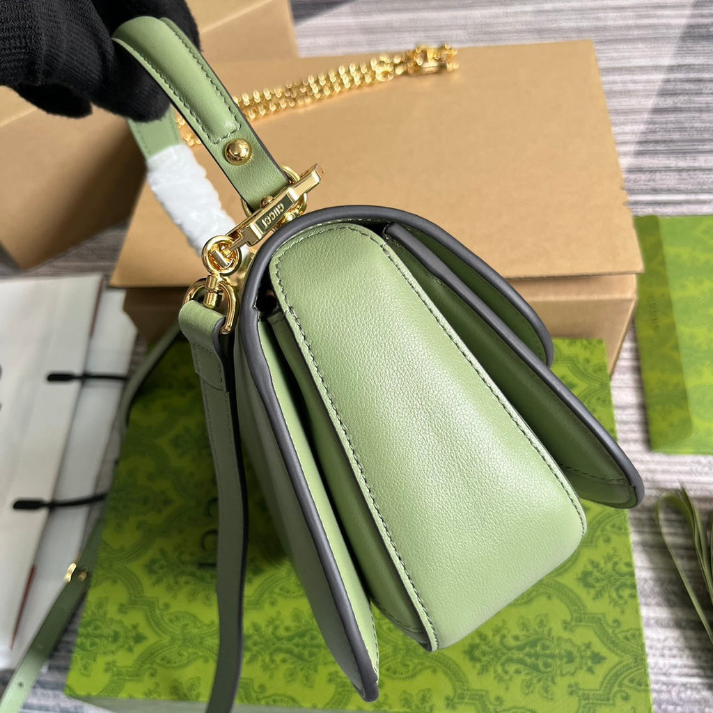 GUCCI BLONDIE 23 TOP-HANDLE BAG LIGHT GREEN CALFSKIN