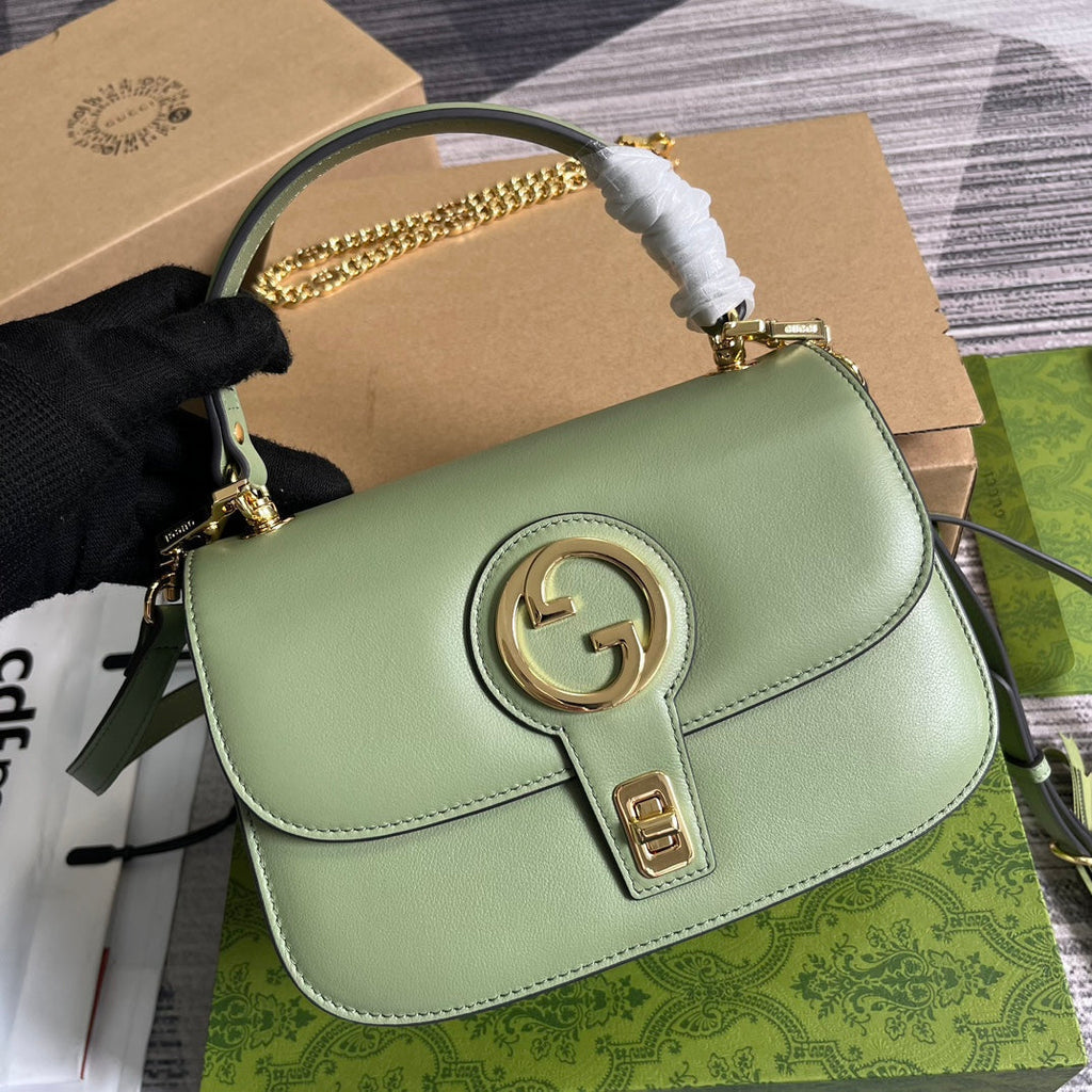 GUCCI BLONDIE 23 TOP-HANDLE BAG LIGHT GREEN CALFSKIN
