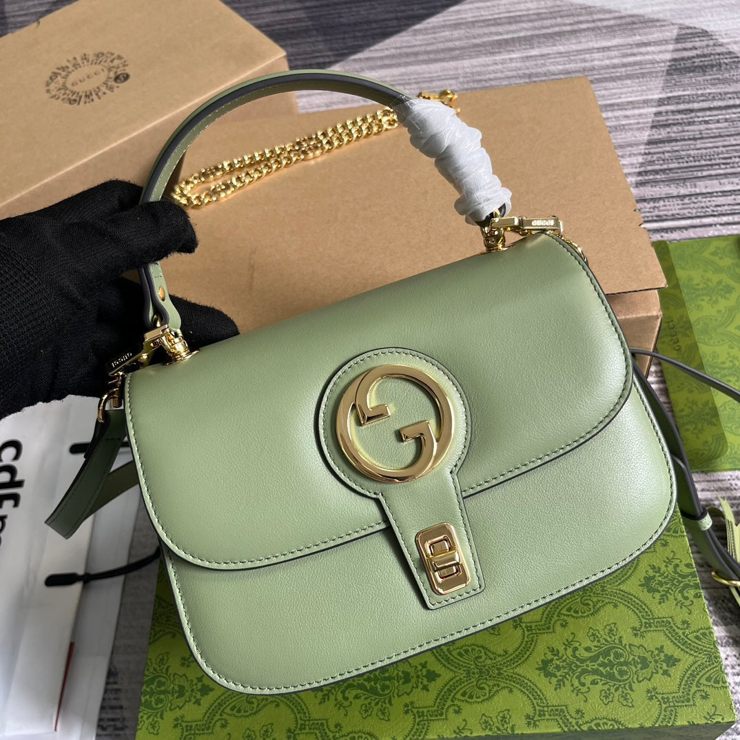 GUCCI BLONDIE 23 TOP-HANDLE BAG LIGHT GREEN CALFSKIN