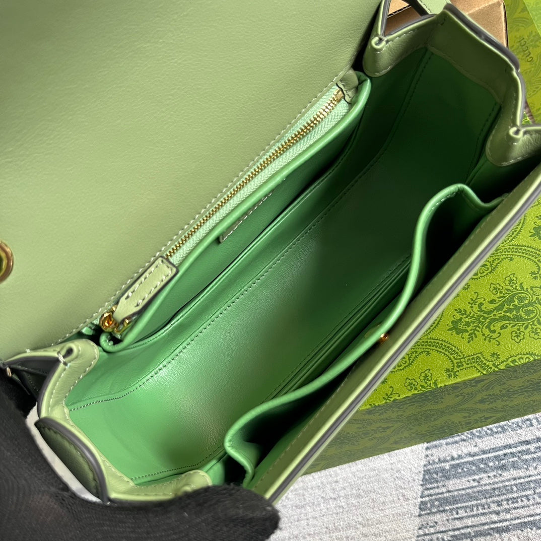 GUCCI BLONDIE 23 TOP-HANDLE BAG LIGHT GREEN CALFSKIN