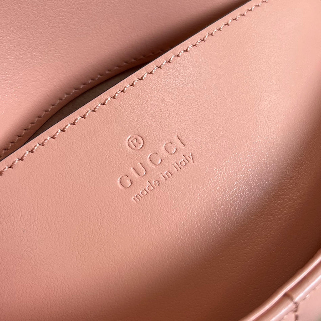 GUCCI MARMONT MINI 21 CLASSIC BAG IN PEACH PINK CALFSKIN