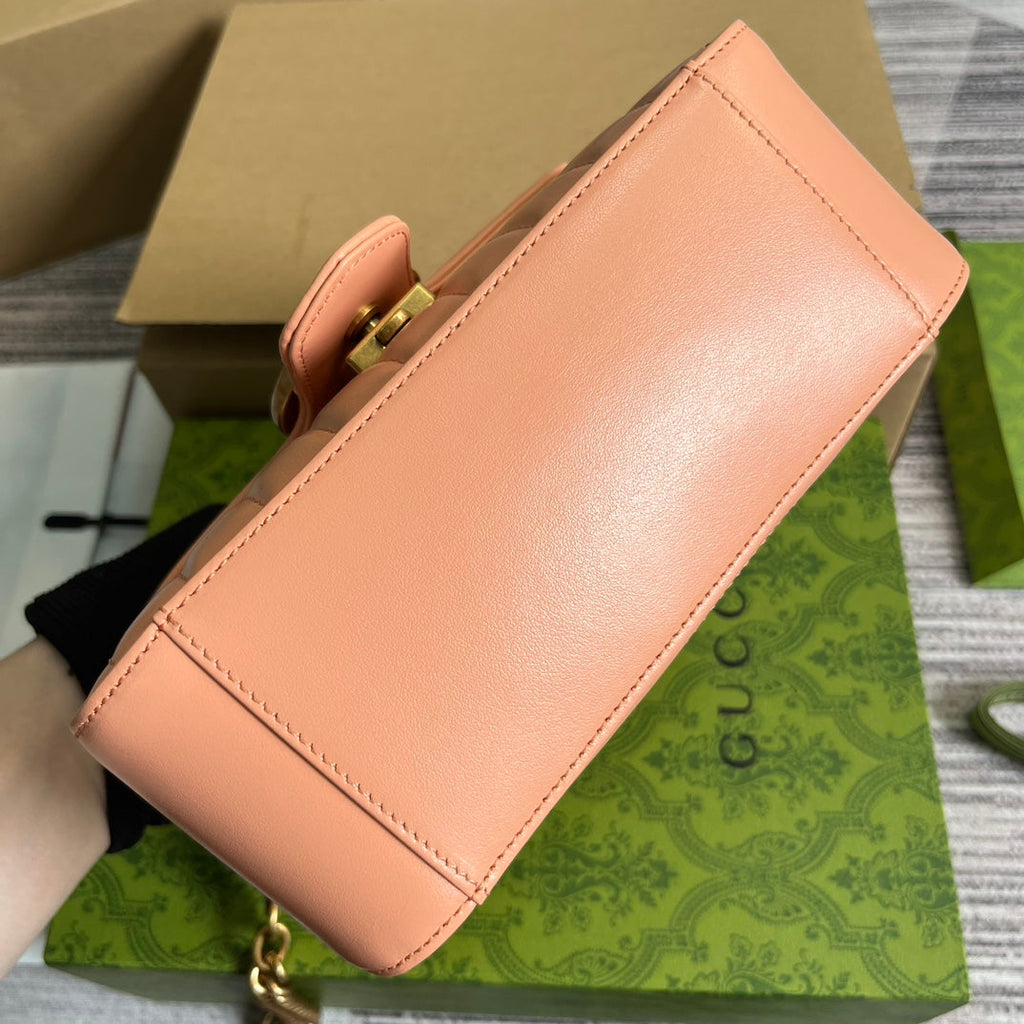 GUCCI MARMONT MINI 21 CLASSIC BAG IN PEACH PINK CALFSKIN