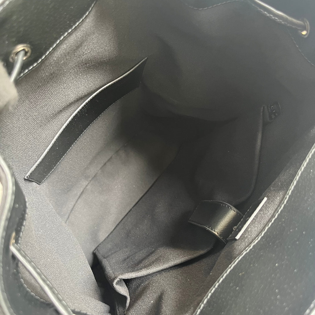 GUCCI OPHIDIA LARGE 42 BACKPACK IN BLACK CANVAS AND CALFSKIN