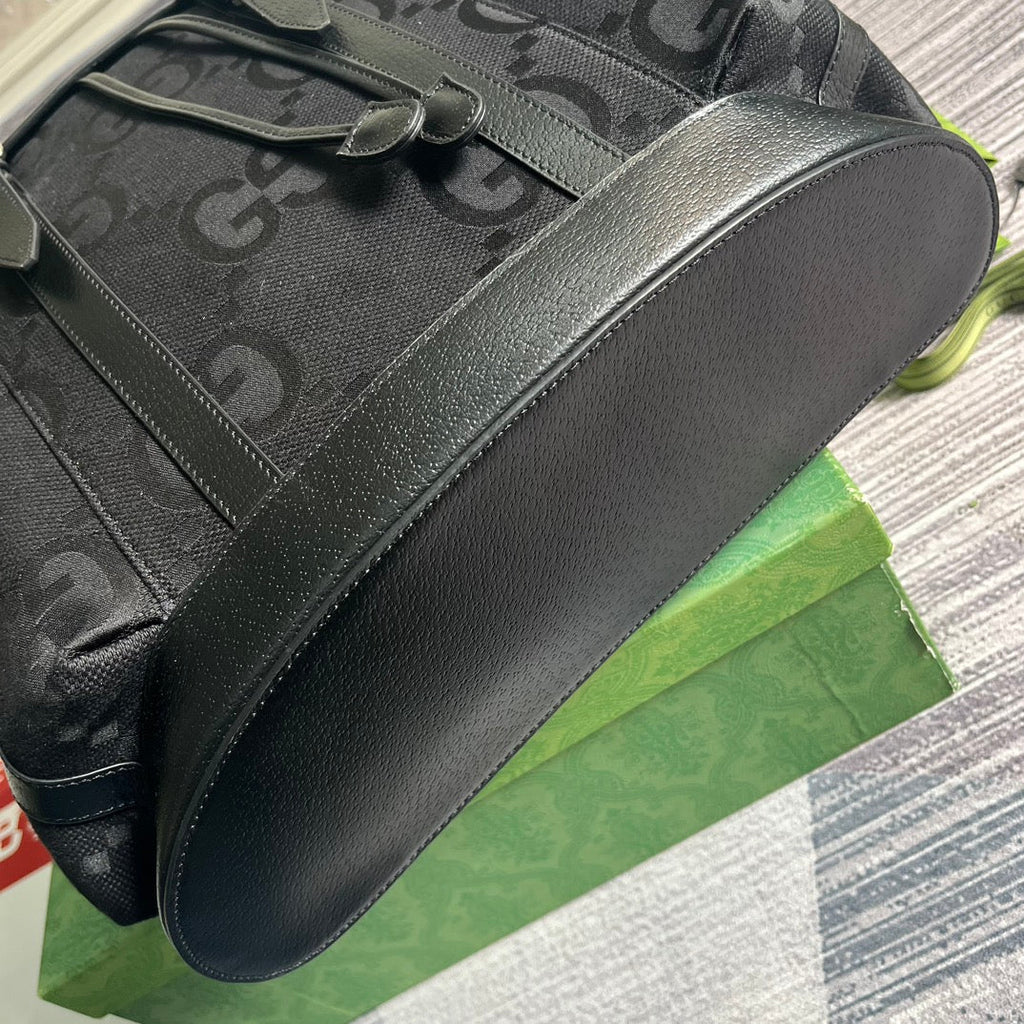 GUCCI OPHIDIA LARGE 42 BACKPACK IN BLACK CANVAS AND CALFSKIN
