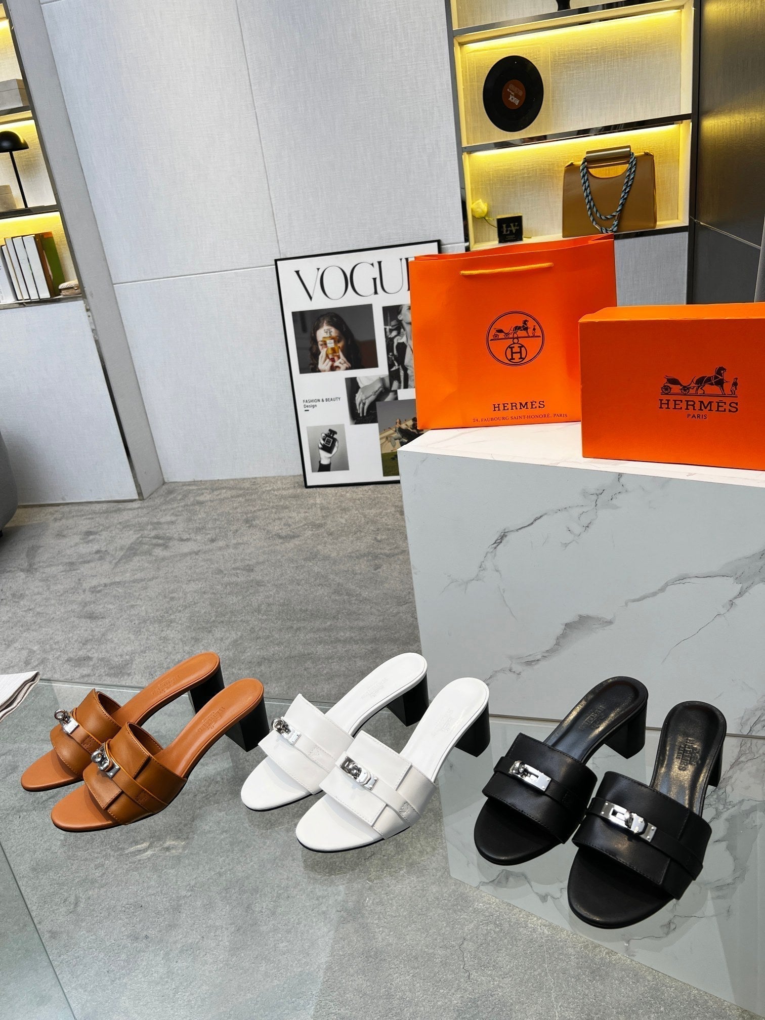 HERMES Gigi 50 Sandal White Calfskin