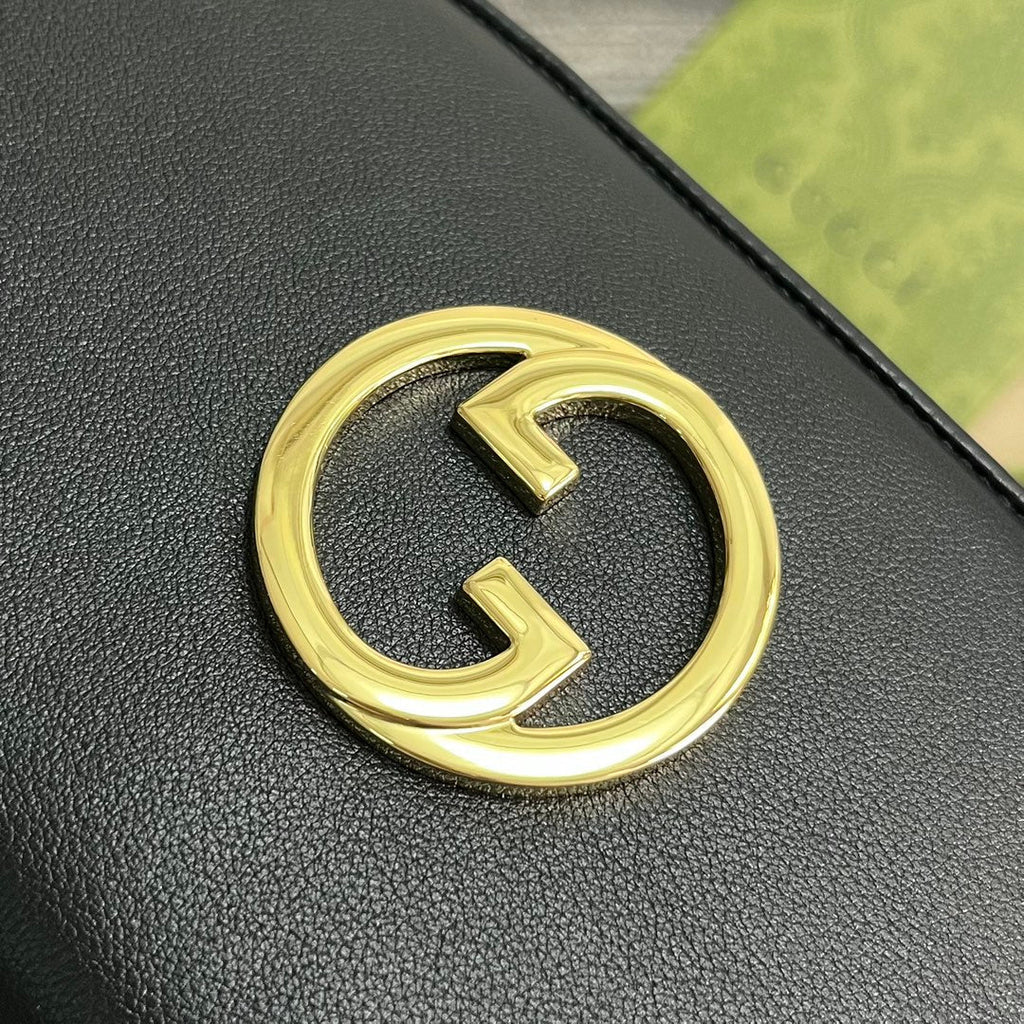GUCCI BLONDIE 21 FULL ZIP WALLET IN BLACK CALFSKIN