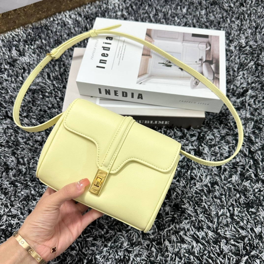 CELINE CLASSIC MINI 18 YELLOW PASTEL CALFSKIN