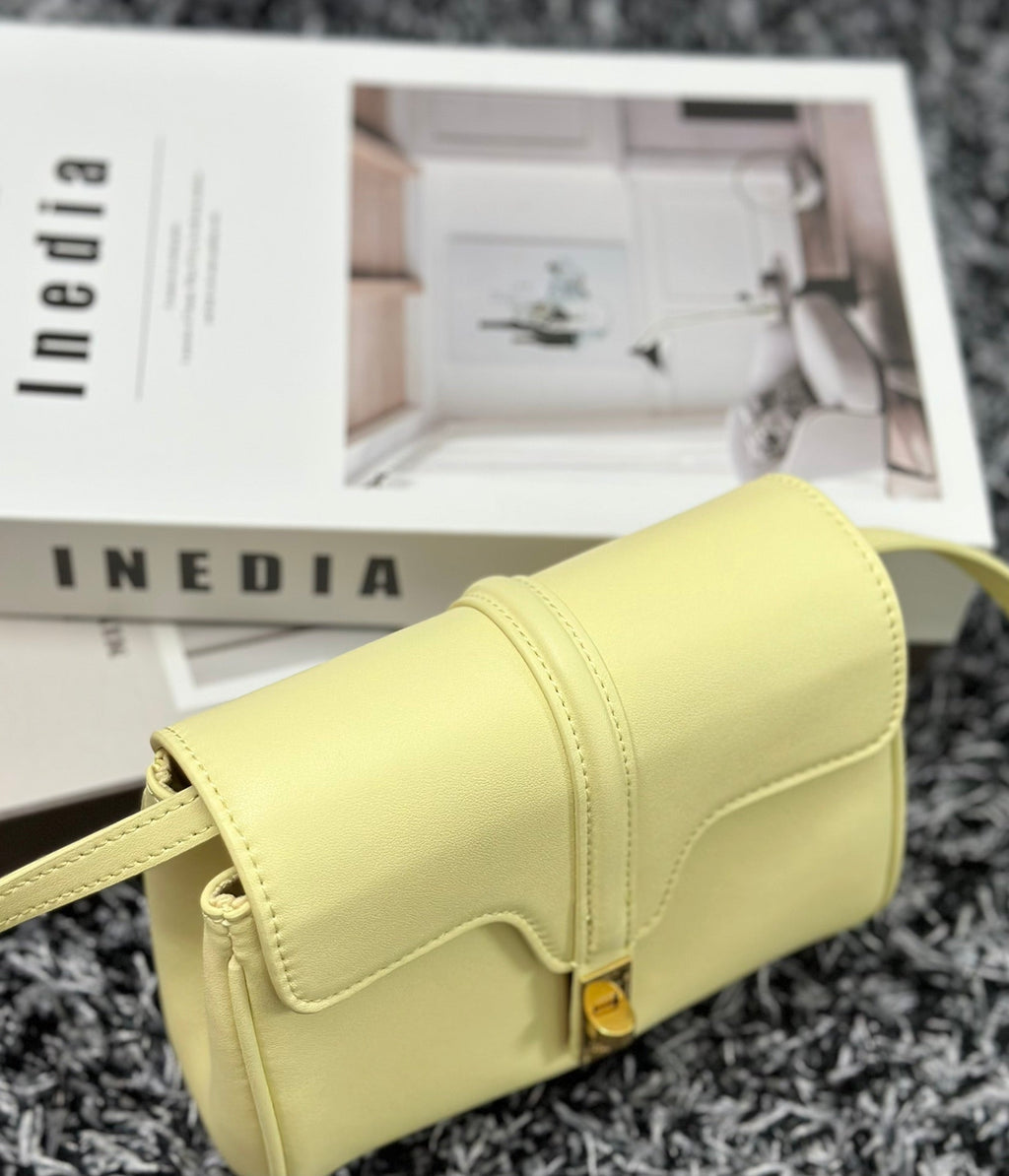 CELINE CLASSIC MINI 18 YELLOW PASTEL CALFSKIN