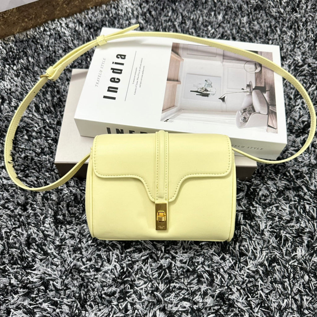 CELINE CLASSIC MINI 18 YELLOW PASTEL CALFSKIN