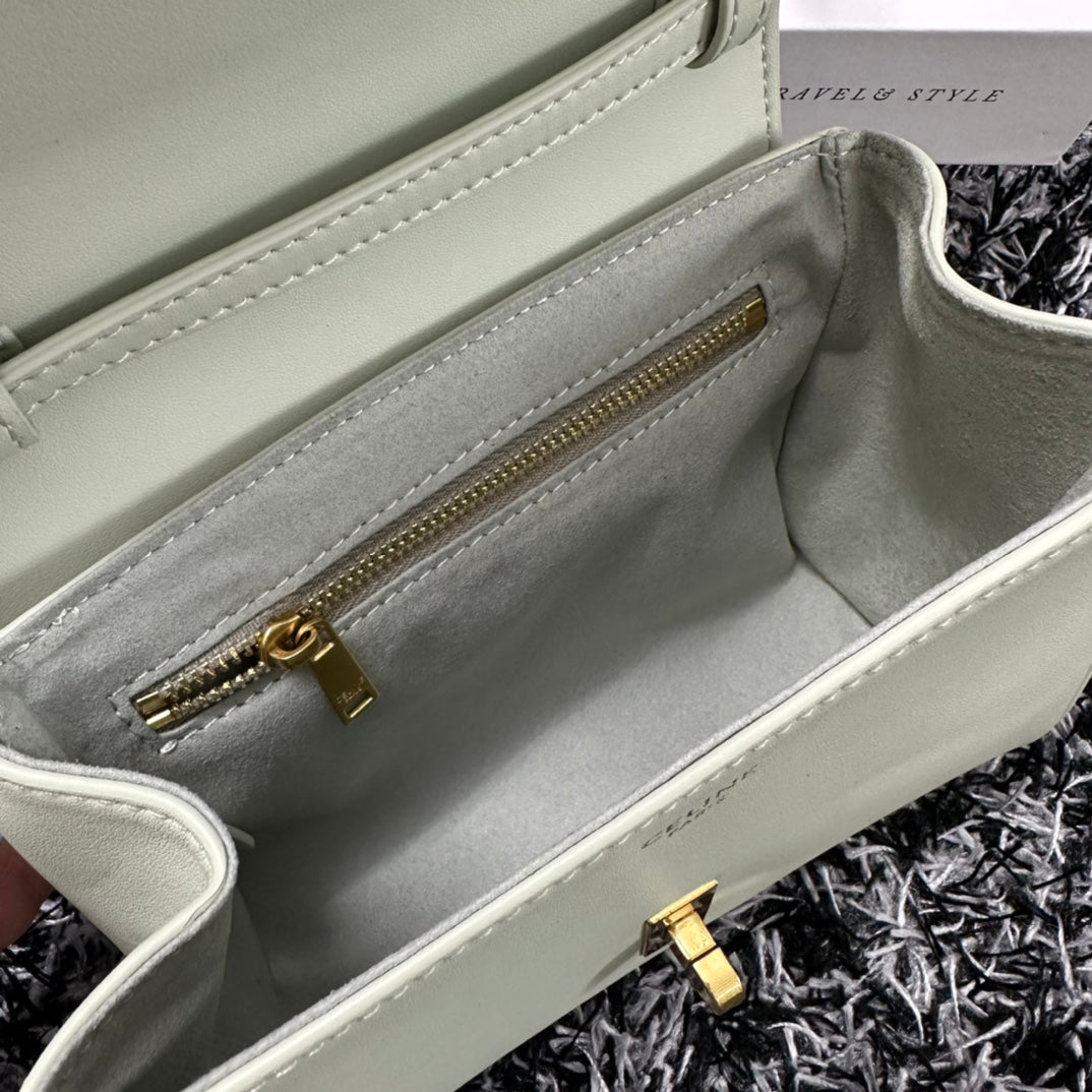 CELINE CLASSIC MINI 18 GREEN MINT CALFSKIN